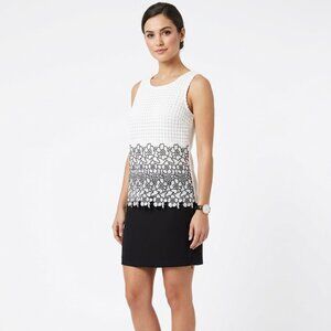 INC Mixed Media Floral Lace & Crochet Knit Sleeveless Top White/Black M